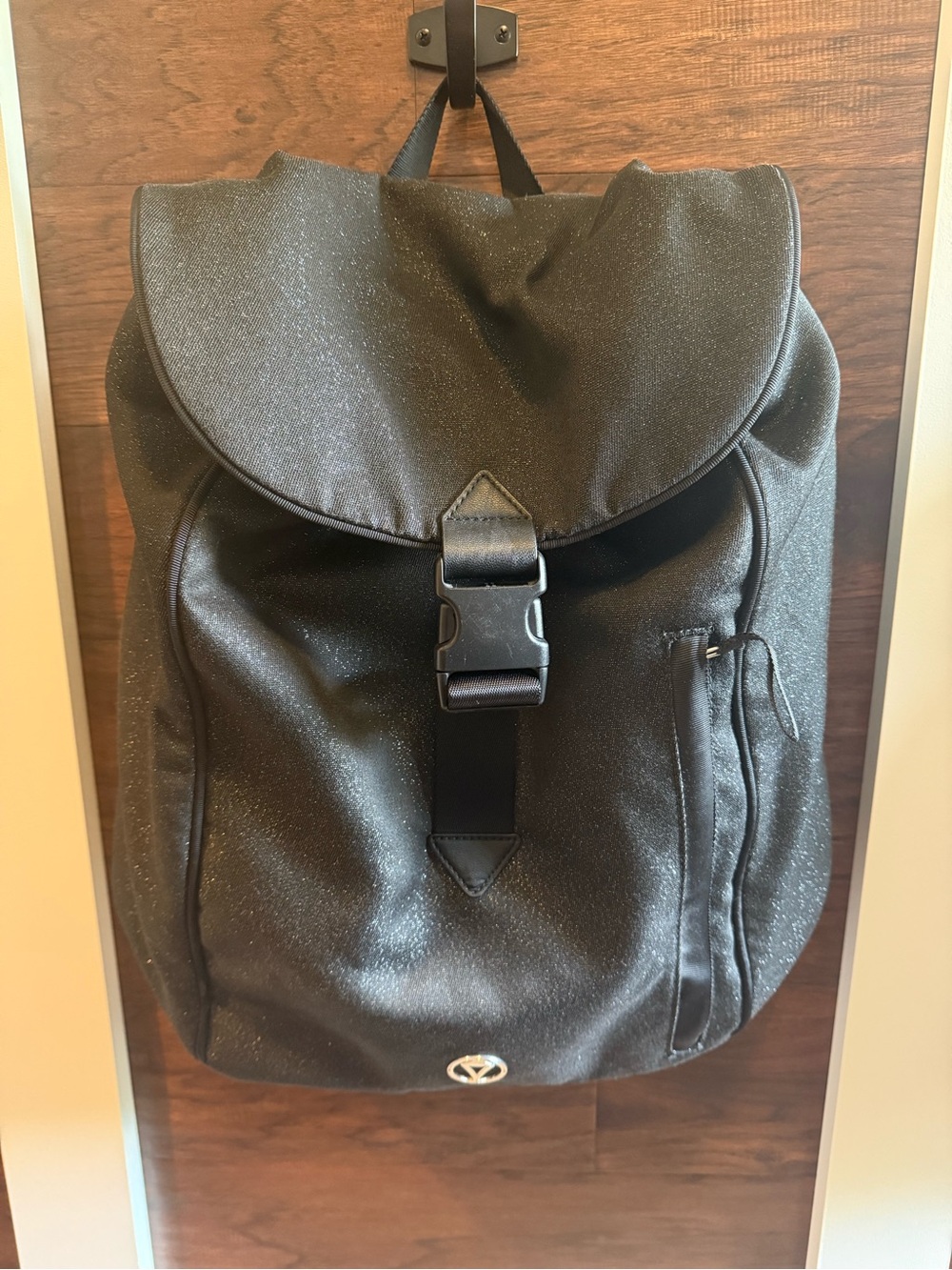 InVivva by Lululemon Black Sparkle Drawstring Backpack with Buckle Closure